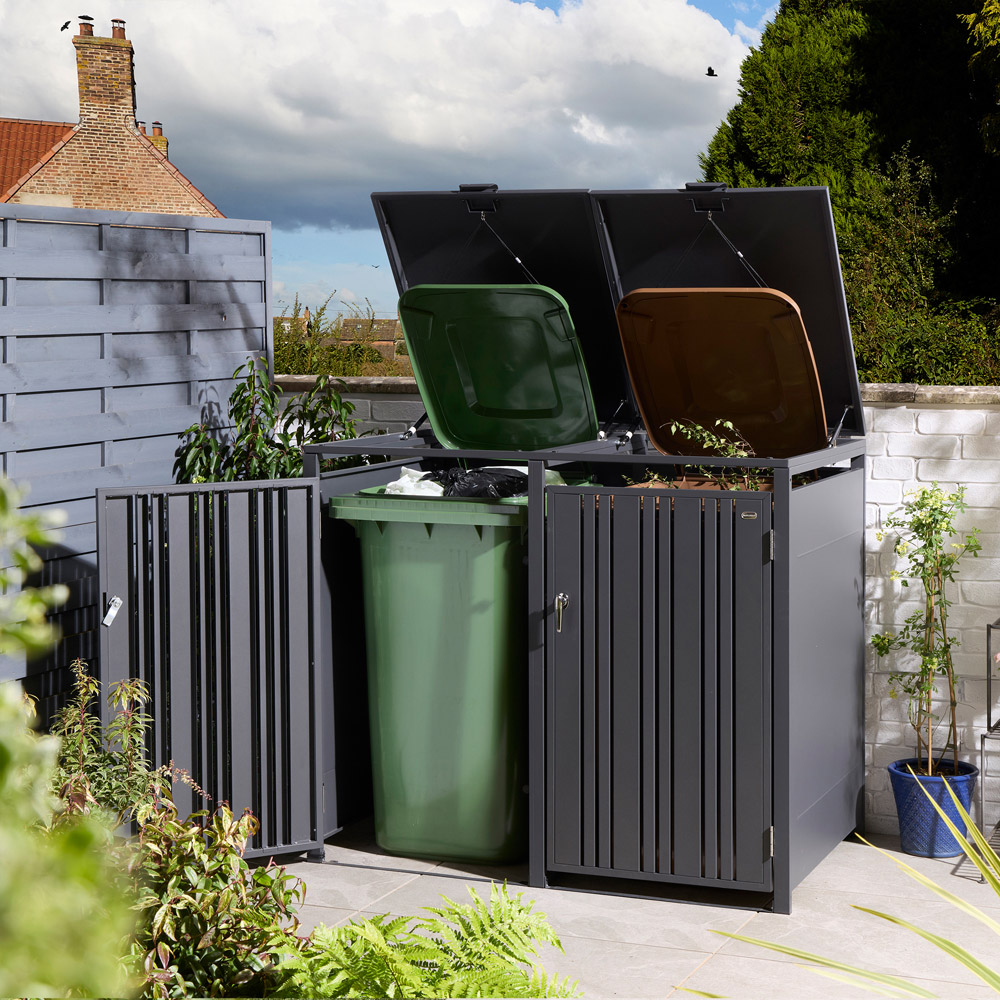 Rowlinson Wimbledon Anthracite 2 Wheelie Bin Store Image 2