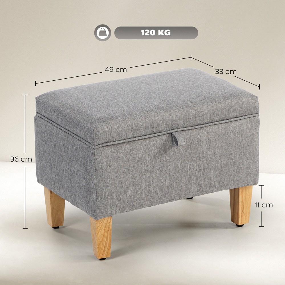 HOMCOM Light Grey Linen Fabric Ottoman Storage Box Image 9