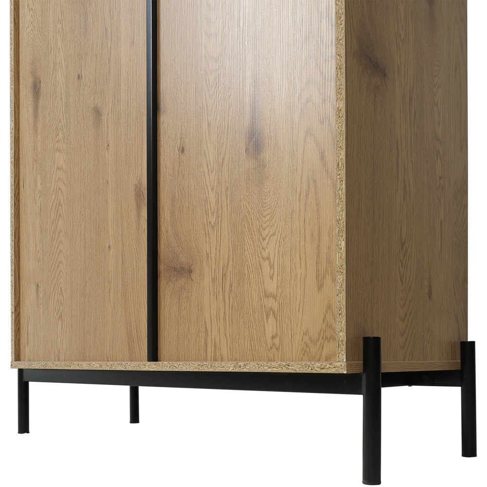 H&O Direct 3 Door Glass and Straw Storage Cabinet Image 5