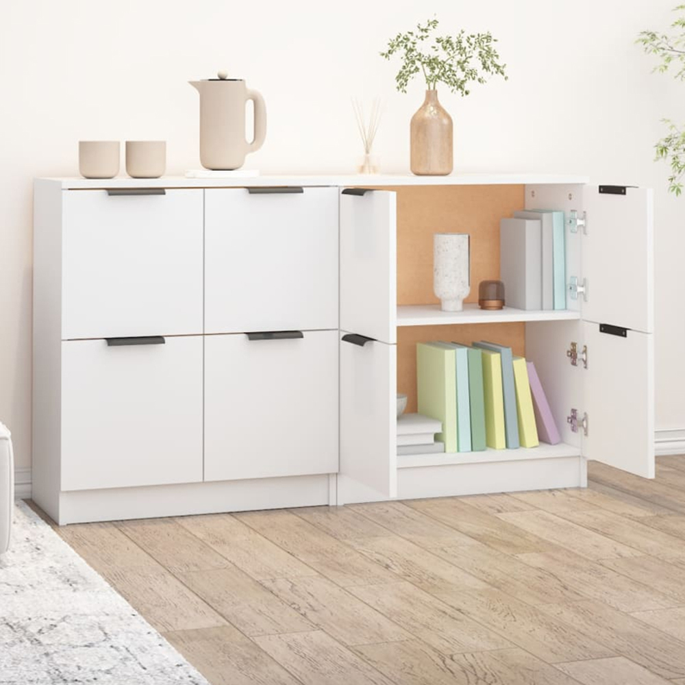 vidaXL 4 Door White Sideboard Set of 2 Image 1