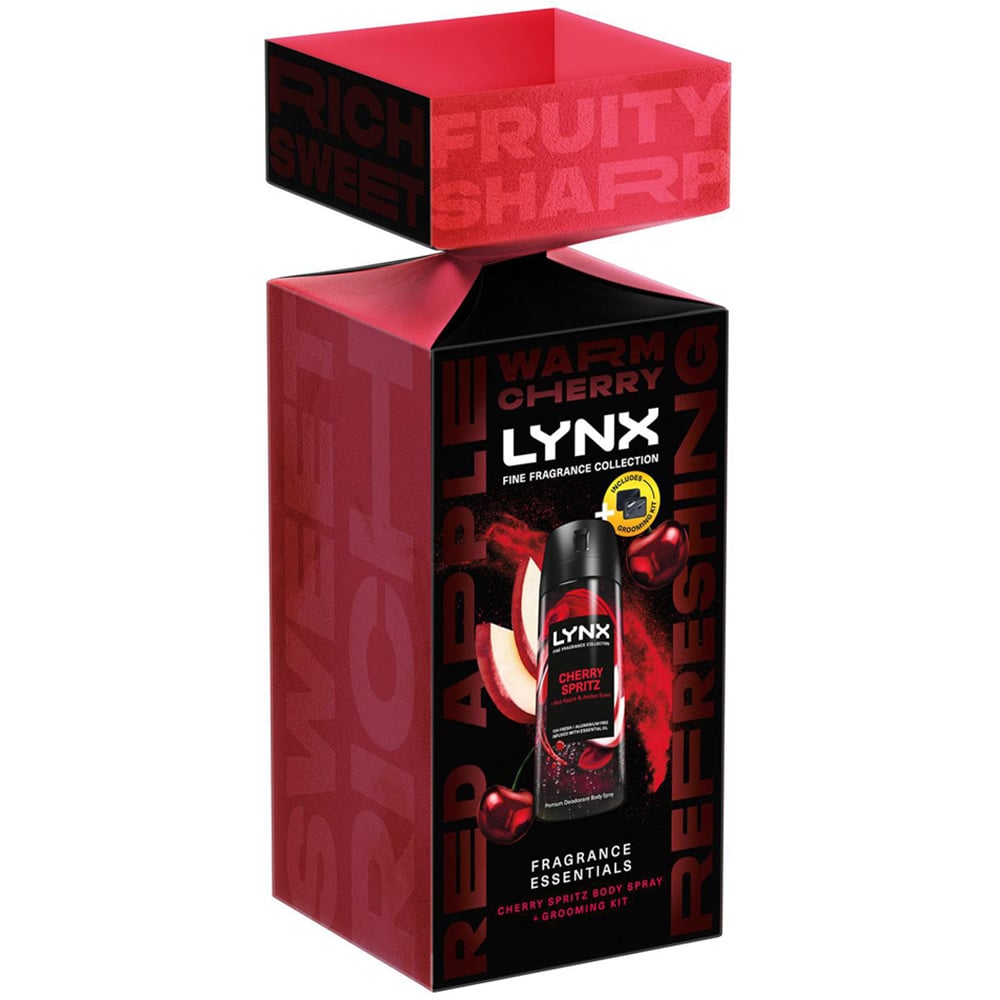 Lynx Fine Fragrance Cherry Spritz Scent Bodyspray with Grooming Kit Gift Set 3 Pack Image 3