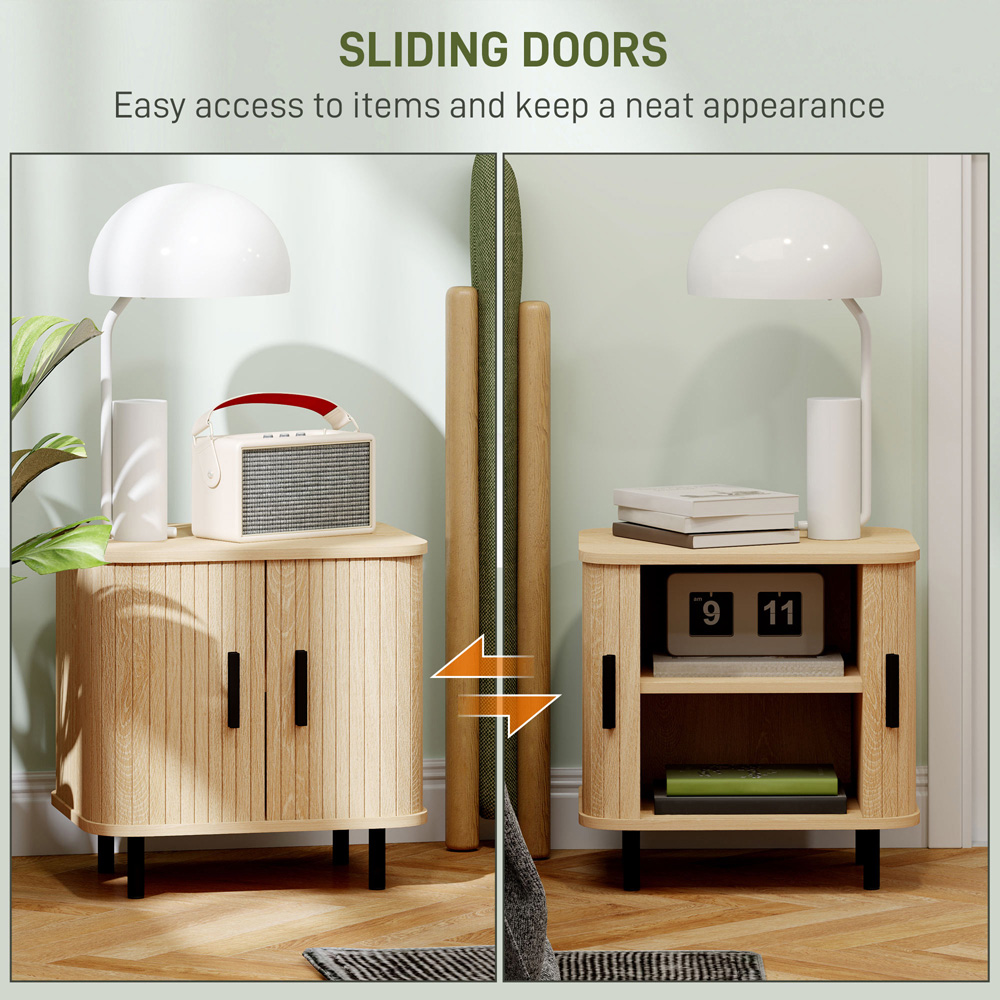 Portland 2 Sliding Door Oak Tone Nightstand Image 6