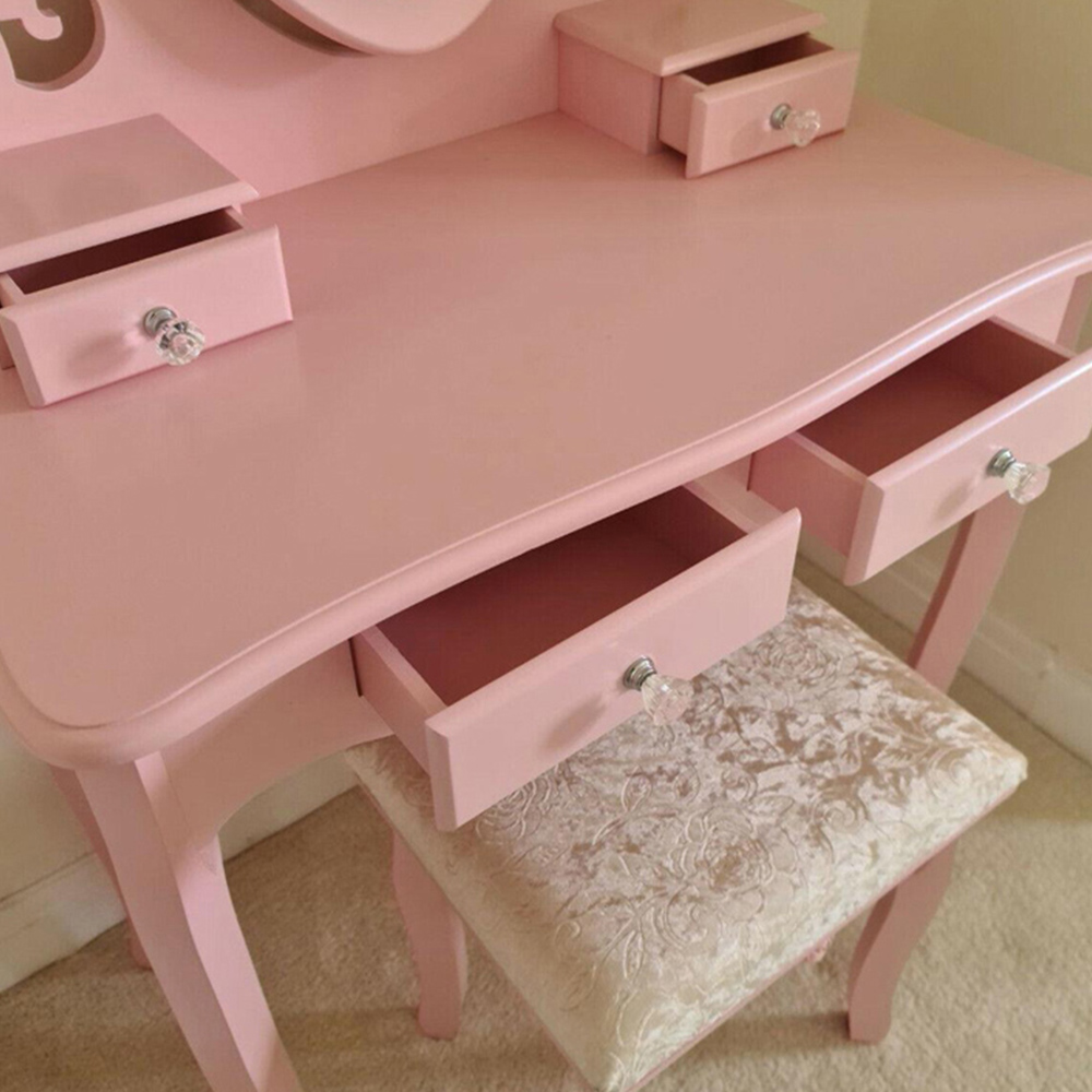 Portland 4 Drawer Pink Dressing Table Set Image 7