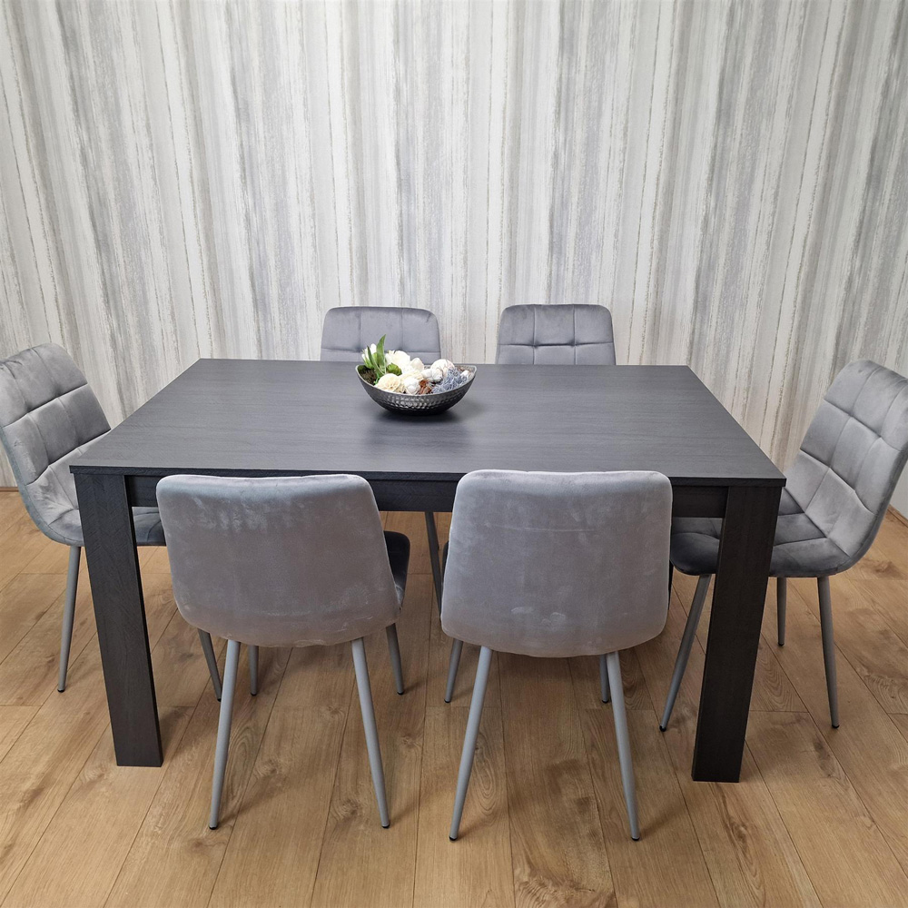 Kosy Koala 6 Seater Velvet Arrow Design Dining Set Grey Image 2