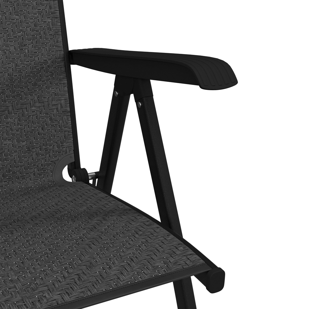 Outsunny Set of 2 Black and Grey Rattan Folding Garden Chair Image 3