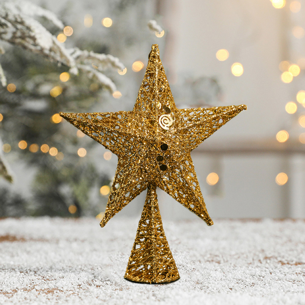 Living and Home Gold Star Wrought Iron Christmas Tree Topper 40cm Image 2