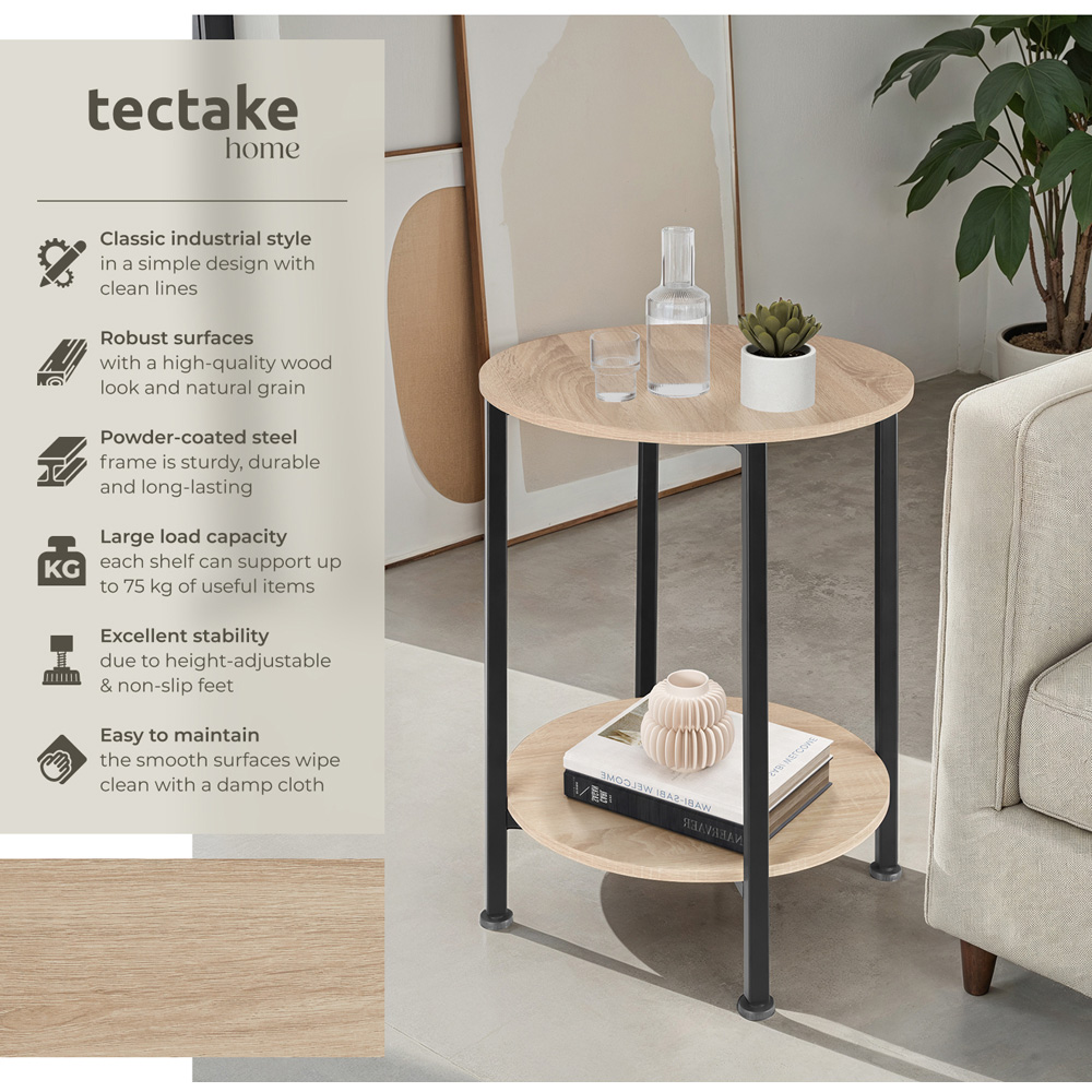 Tectake Ballina Single Shelf Sonoma Oak Bedside Table Image 3