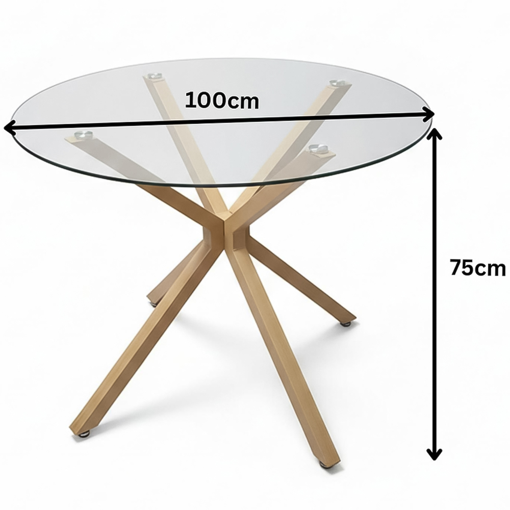 Portland 4 Seater Gem Pattern Round Glass Dining Set Grey Image 4
