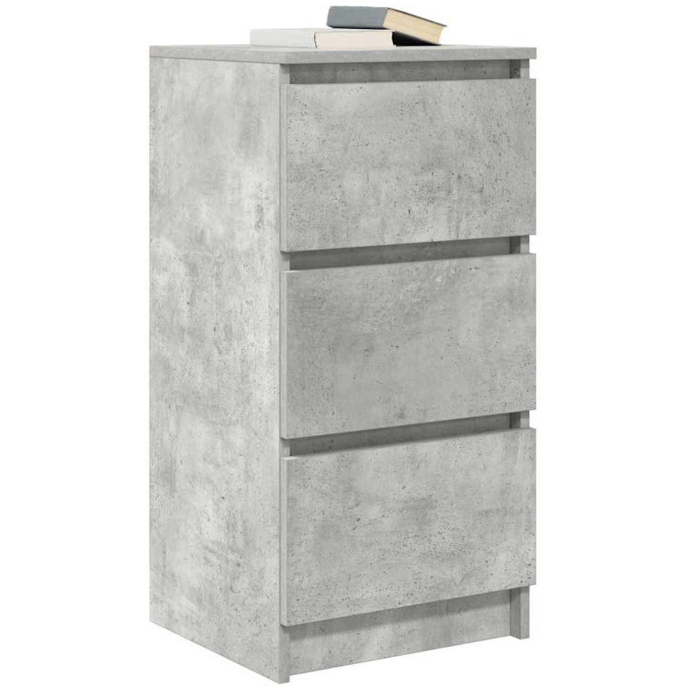vidaXL 3 Drawer Concrete Grey Wooden Sideboard Image 4
