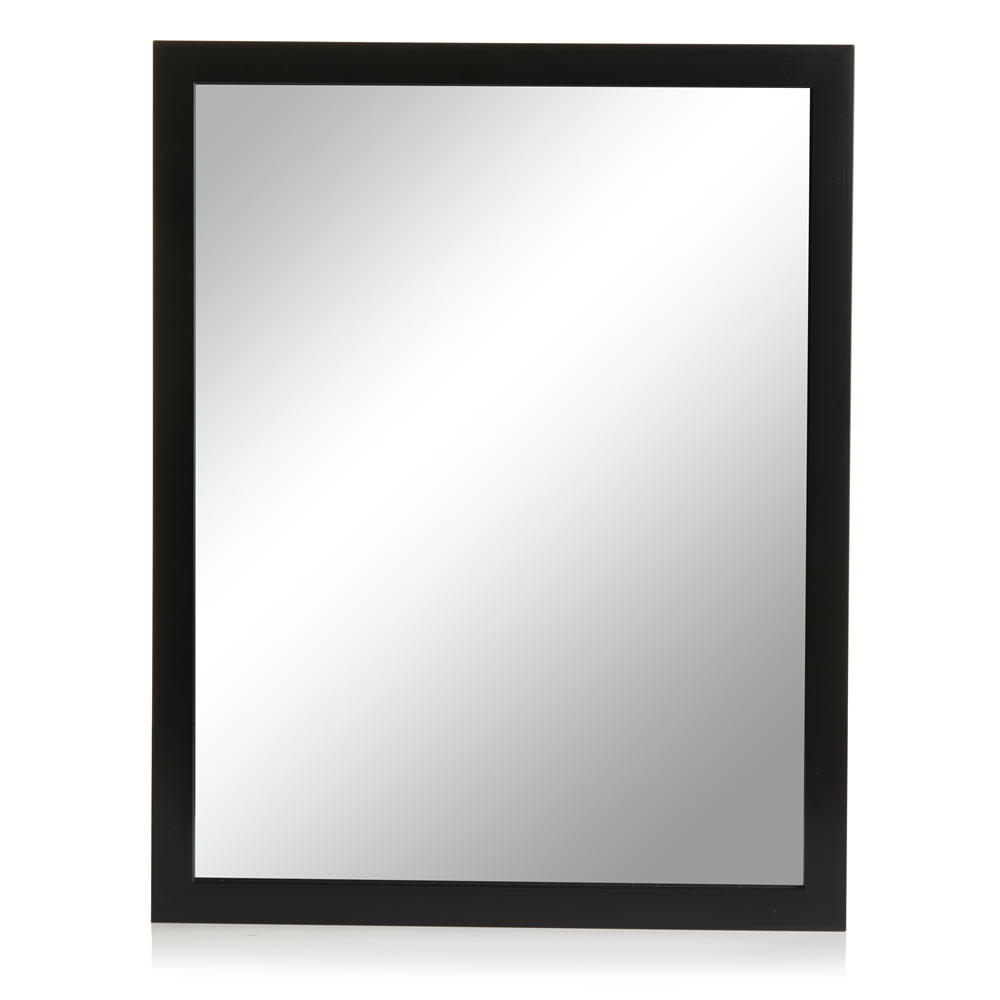 Wilko 52 x 41cm Black Frame Wall Mirror Image 1