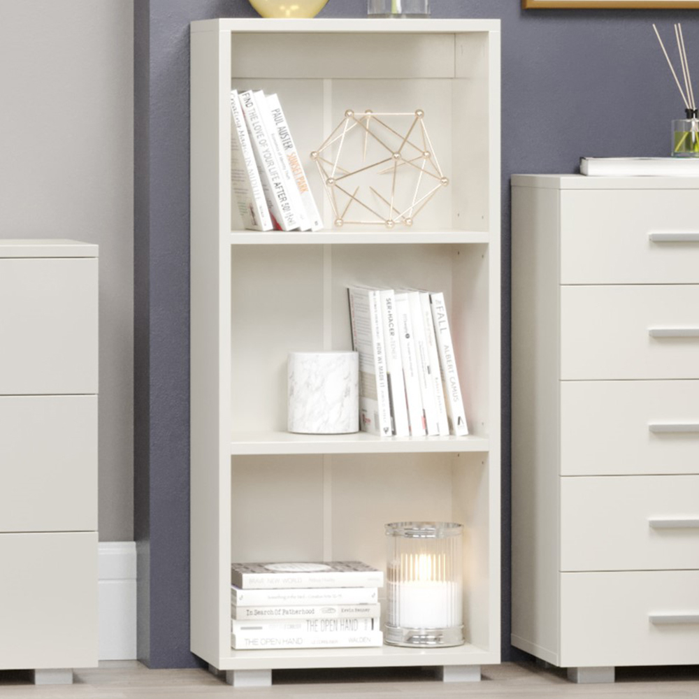 Core Products Lido 2 Shelves White Low Narrow Bookcase Image 1
