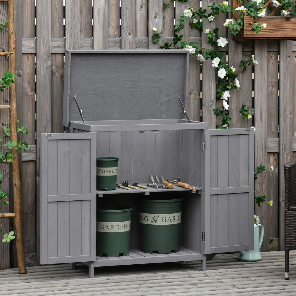 Outsunny 2.8 x 1.4ft Grey Garden Storage Shed Image 2