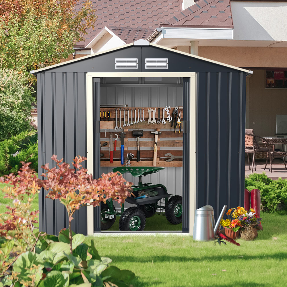 Costway 6.6 x 3.8ft Outdoor Storage Shed with 4 Vents and Double Sliding Door Image 4