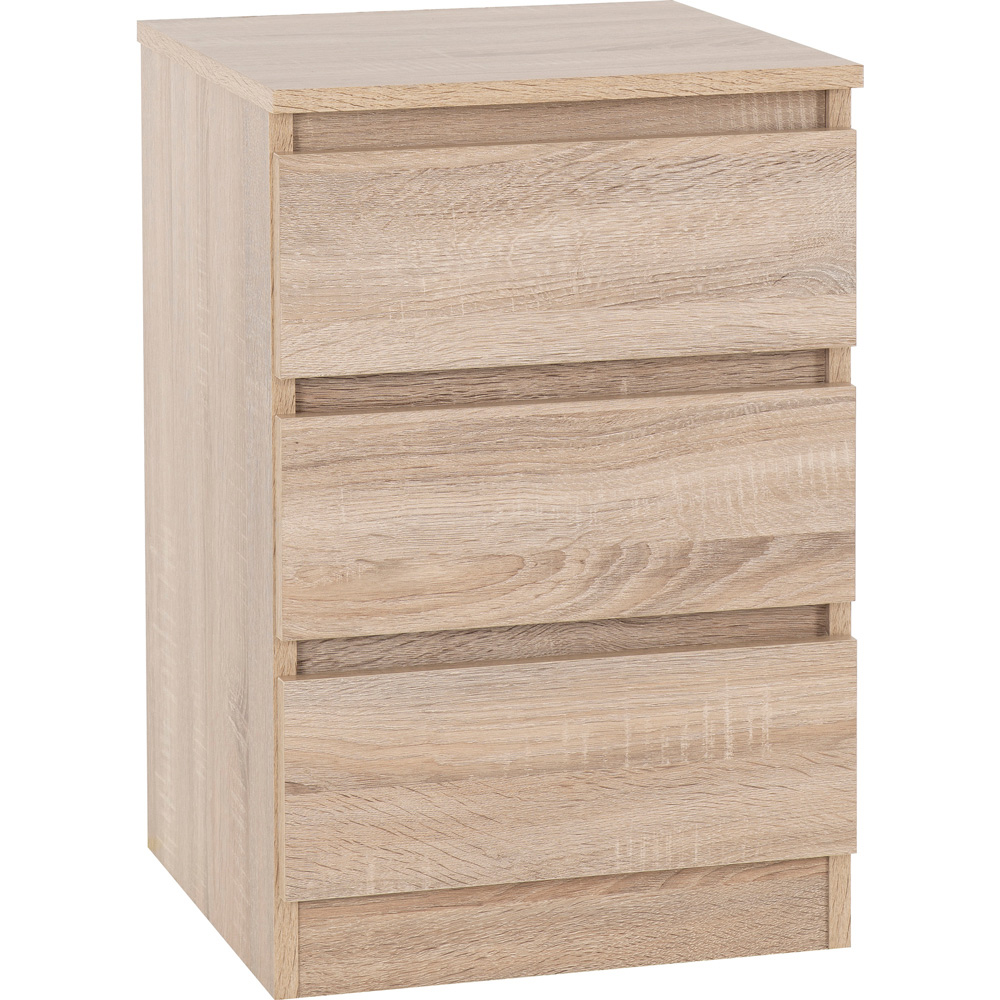Seconique Malvern 3 Drawer Sonoma Oak Effect Bedside Table Image 2