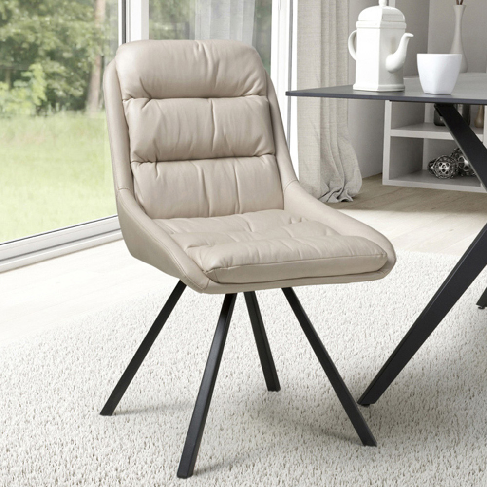 Arnhem Set of 2 Cream Swivel Leather Effect Dining Chair Image 1
