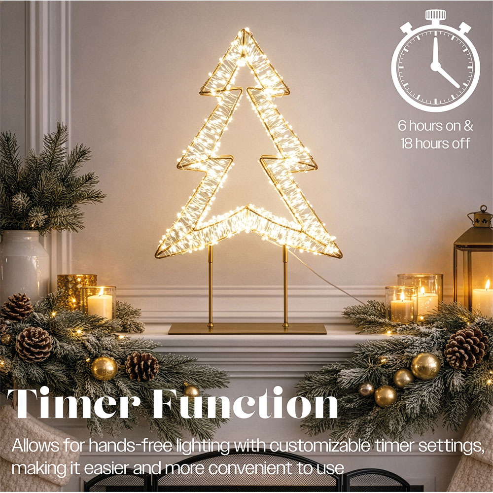 Xmas Haus 720 Warm White LED Champagne Gold Metal Christmas Tree Decoration 45cm Image 6