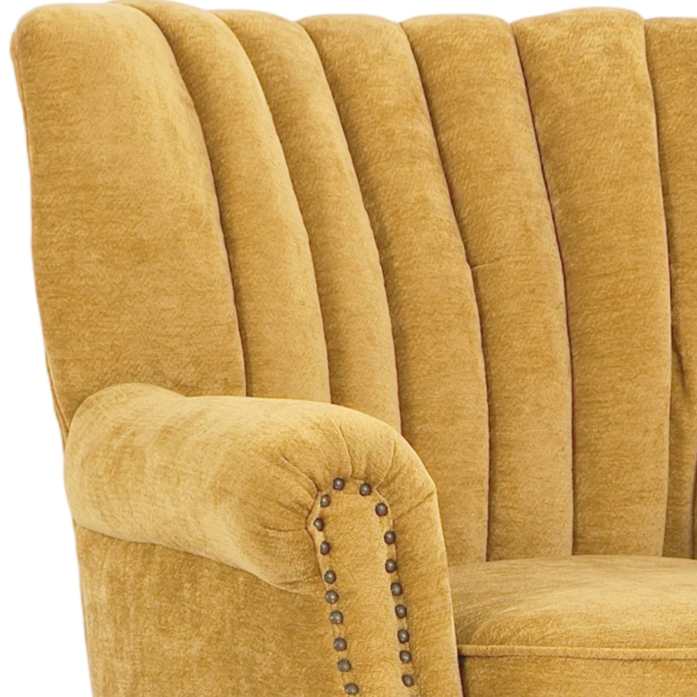 Living and Home Yellow Chenille Upholstered Channel Back Armchair Image 6