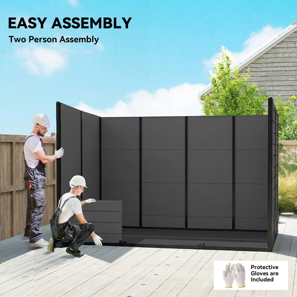Outsunny 10 x 6ft Dark Grey Pent Garden Shed with Built-In Floor Image 6