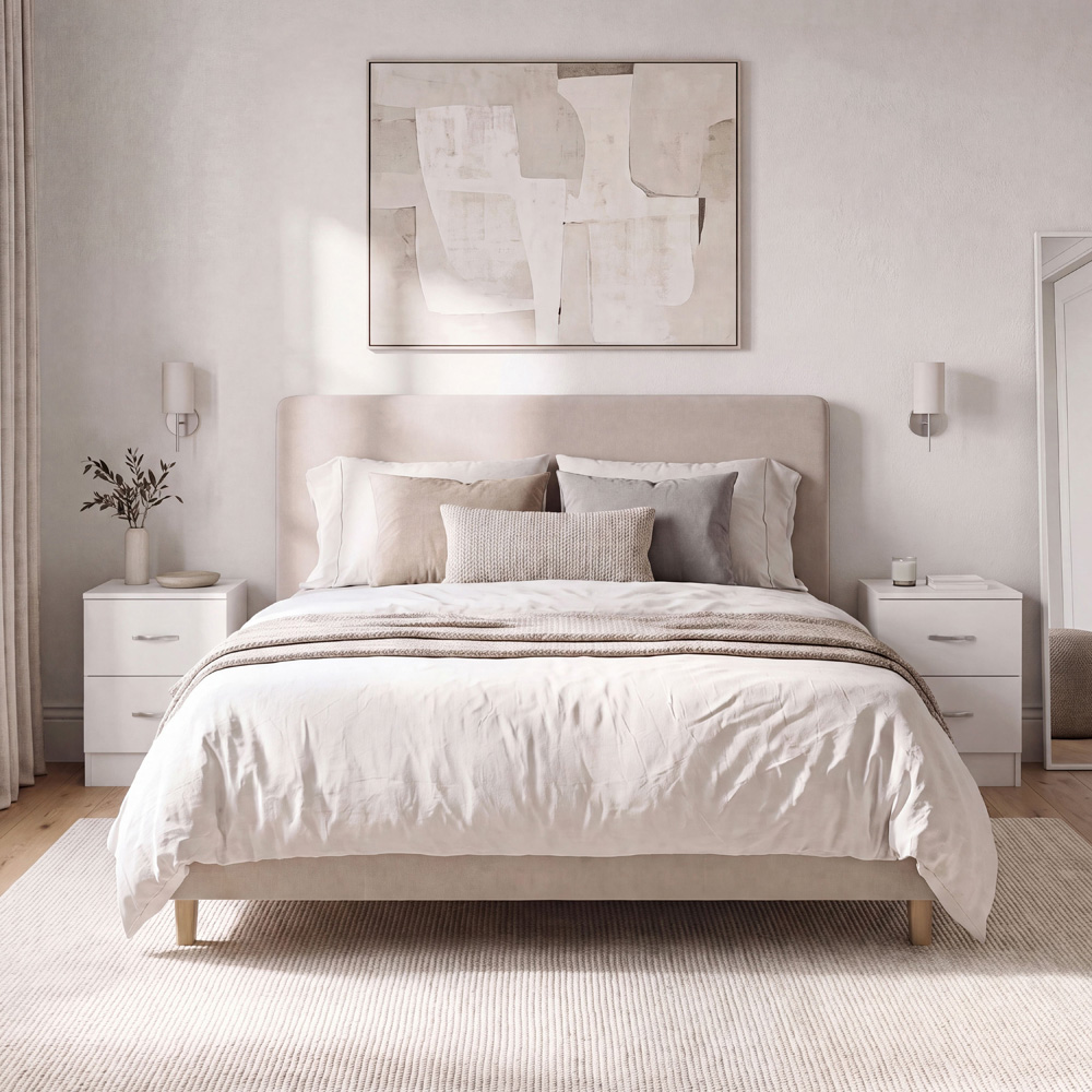 Vida Designs Riano 2 Drawer White Melamine Finish Bedside Table Set of 2 Image 4