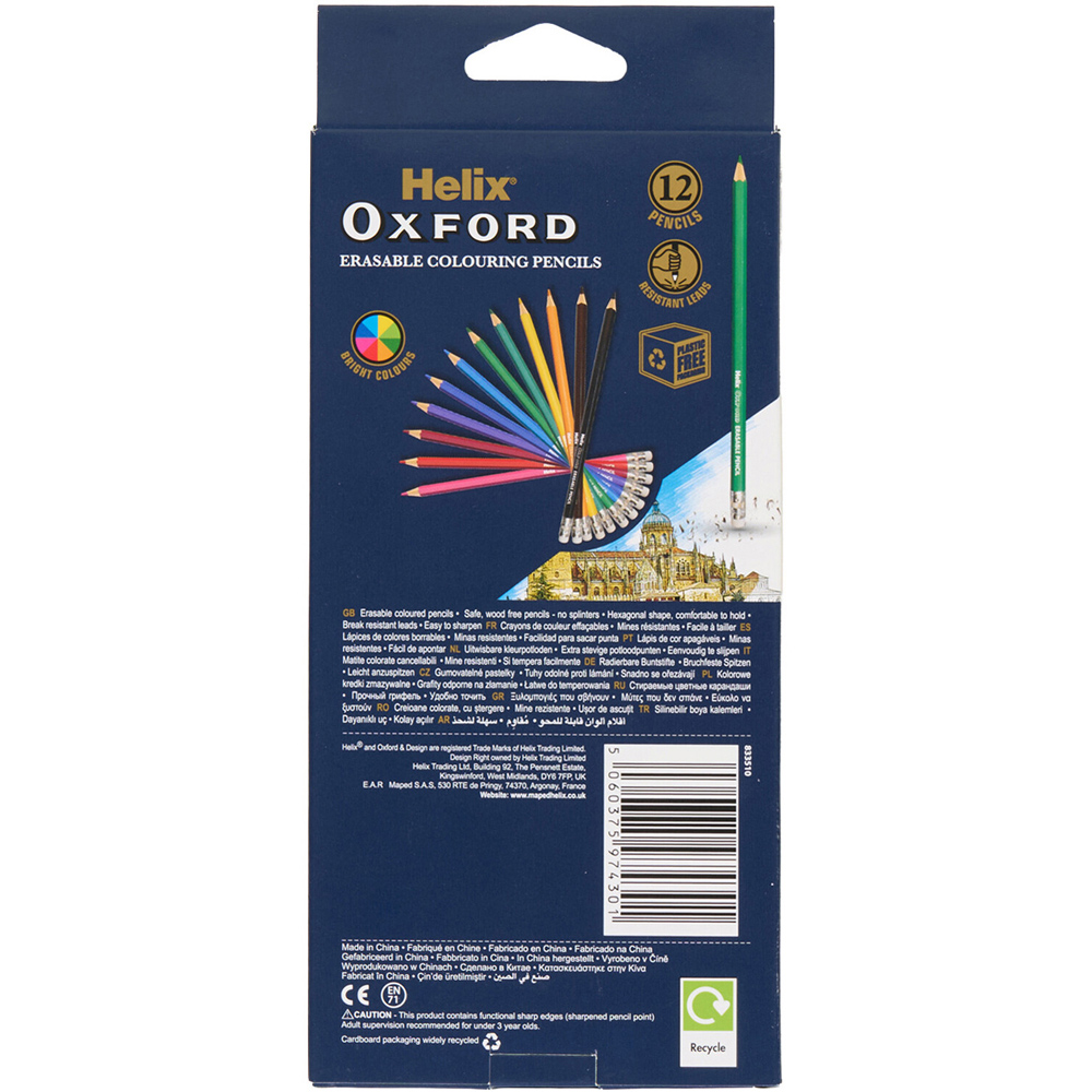 Pack of 12 Oxford Erasable Colouring Pencils Image 2