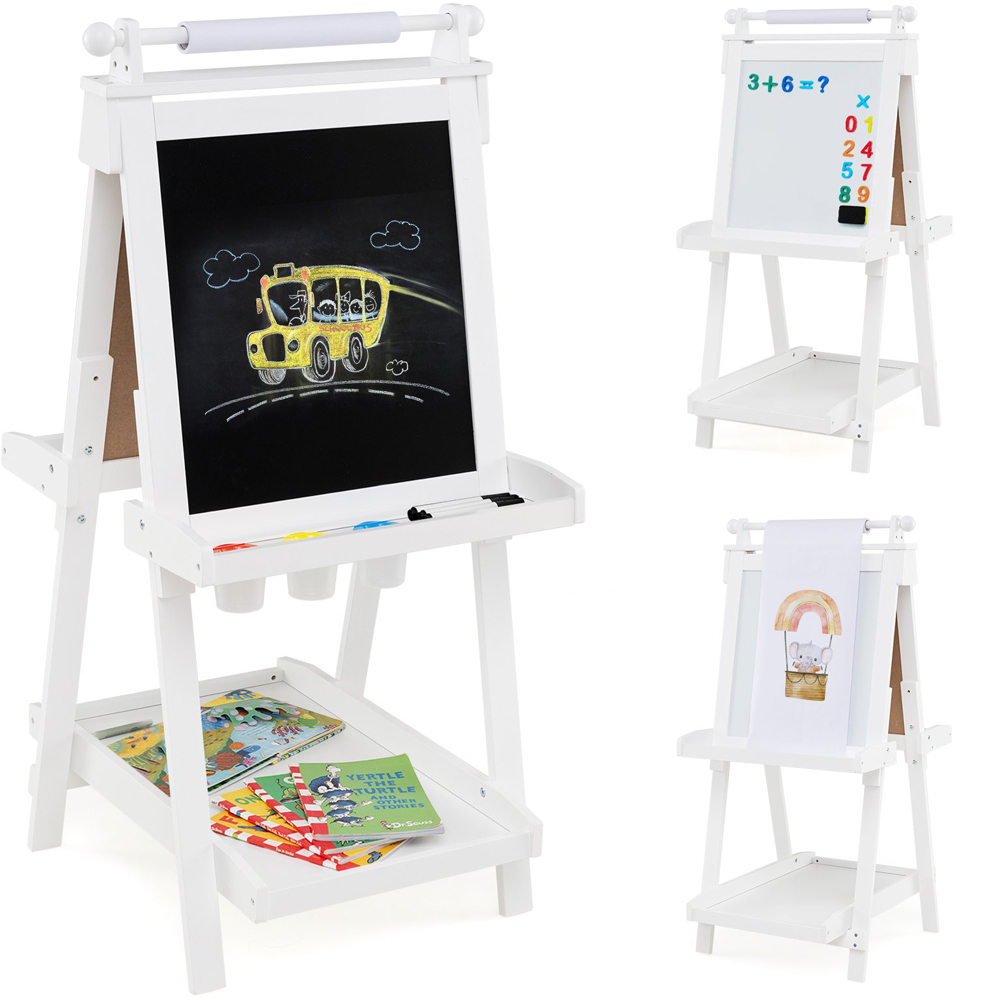 Costway 3-in-1 Kids White Double Sided Foldable Art Easel Image 3