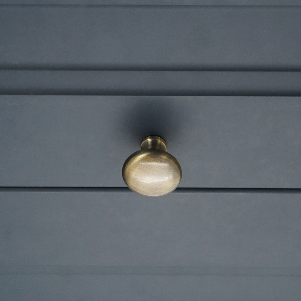 Spira Brass Mushroom Antique Brass Medium 32mm Cupboard Knob Image 2