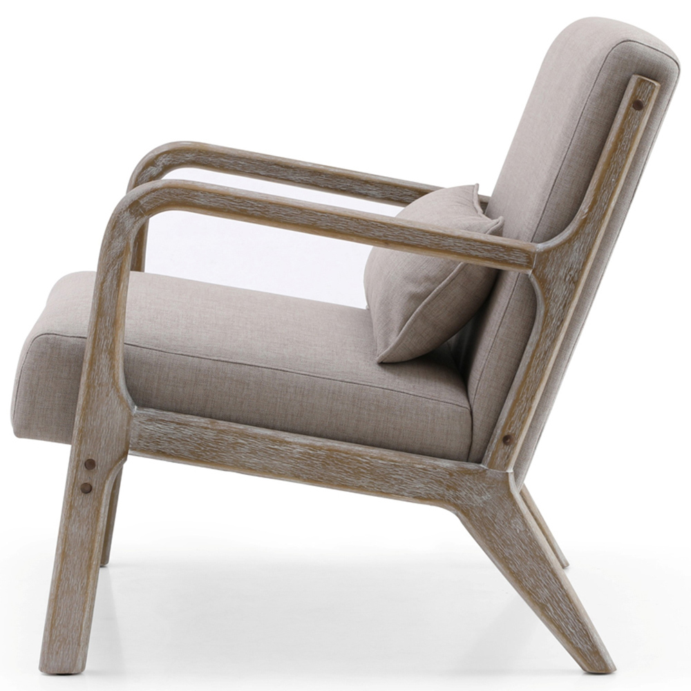 Otis Oatmeal Linen Light Frame Static Armchair with Bolster Cushion Image 4