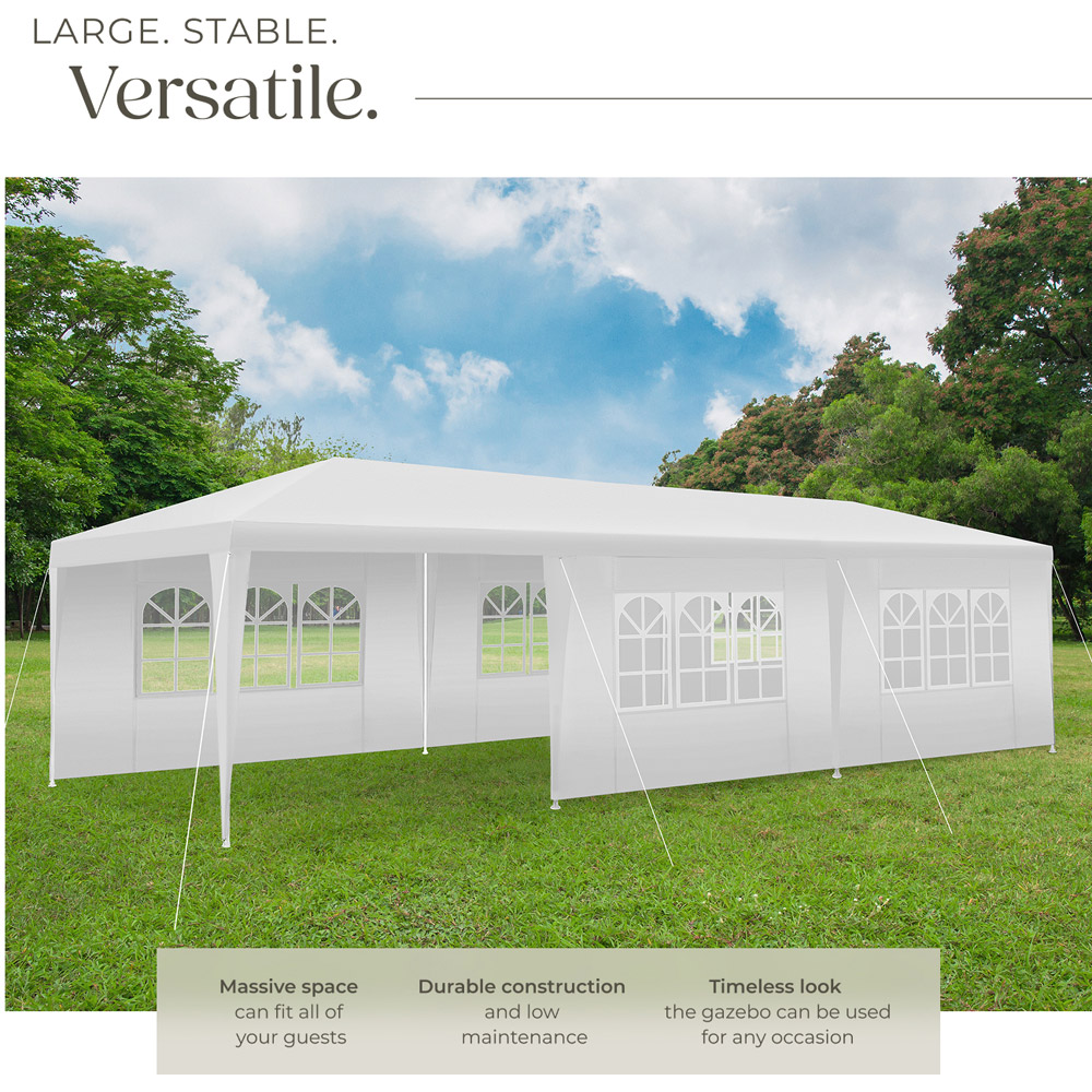 tectake Miramas 9 x 3m White 8 Side Panel Water-Resistant Gazebo Image 3