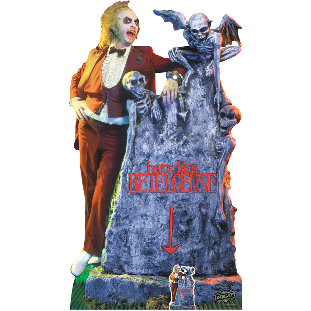 Star Cutouts Beetlejuice Michael Keaton with Tombstone Cutout 6ft Image 1