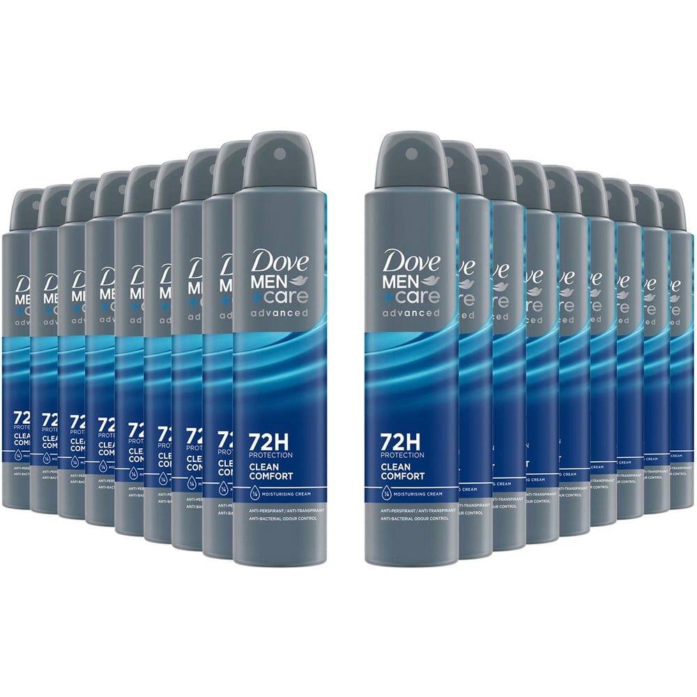 Dove Men+Care Advanced Clean Comfort Anti-Perspirant Deodorant Aerosol 200ml 18 Pack Image 1