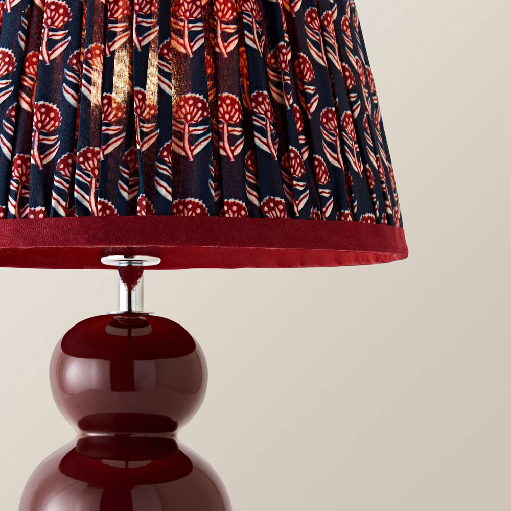 ValueLights Edie Floral Pleated Shade Burgundy Bobble Ceramic Table Lamp with Bulb Image 4
