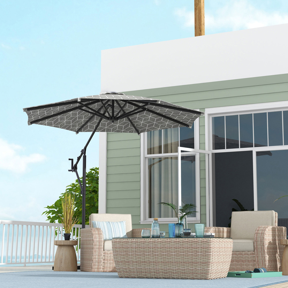 Outsunny 2 in 1 Convertible Cantilever Parasol with Cross Base 3m Image 2