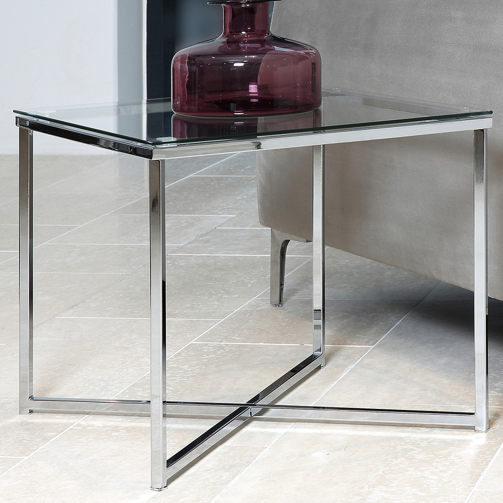 Florence Cross Square Top Metal Side Table Image 1