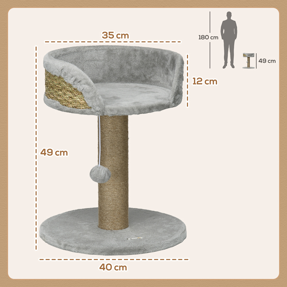 PawHut Grey Cat Activity Tree Tower Image 8