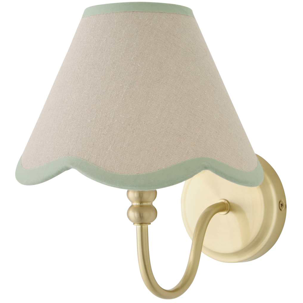 ValueLights Binky Green Trim Scallop Shade Gold Rechargeable Wall Light with Bulb 2 Pack Image 1