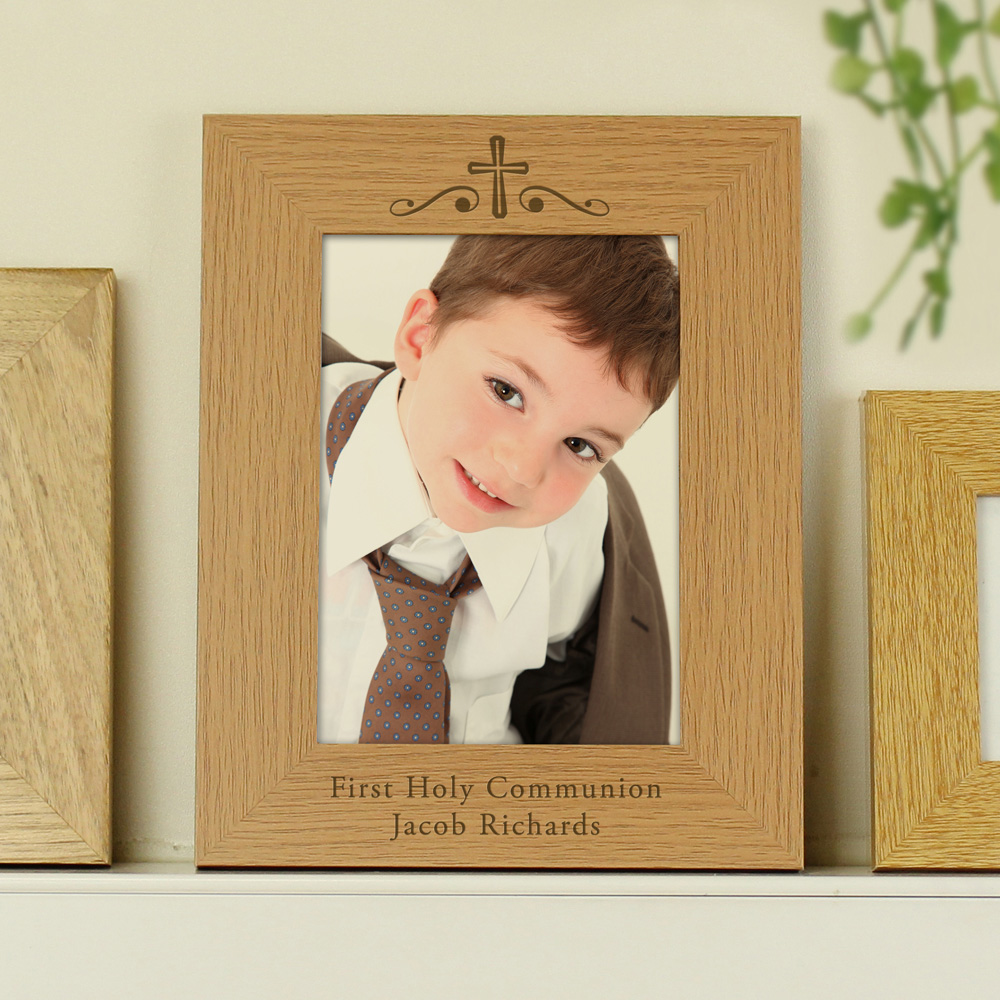 Personalised Memento Personalised Religious Swirl Oak Finish Photo Frame 5 x 7cm Image 3