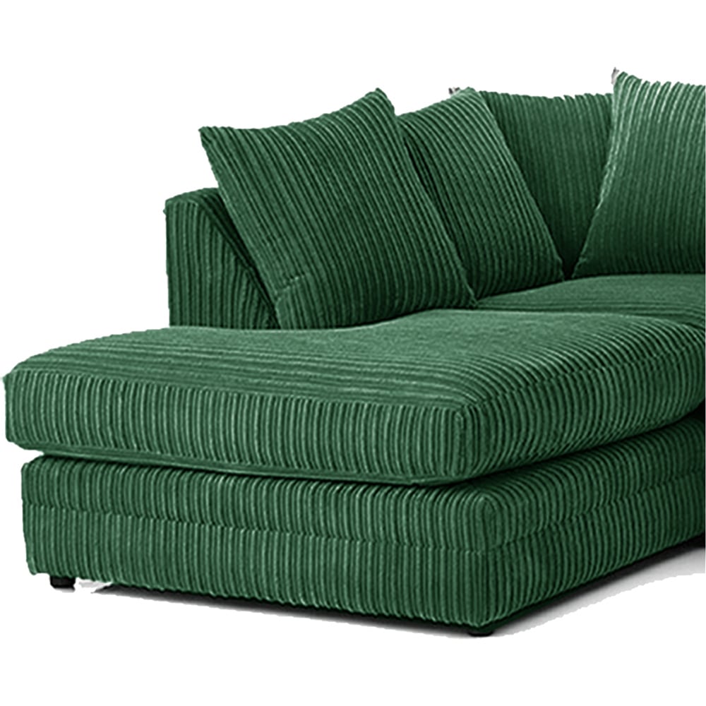 Luxor 3 Seater Green Jumbo Cord Left Hand Facing Corner Sofa Image 3
