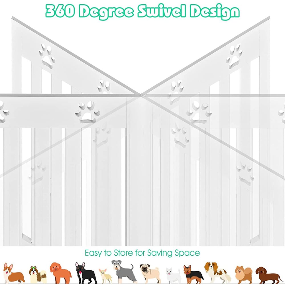 Costway 3 Panel White Foldable Pet Safety Gate Image 7