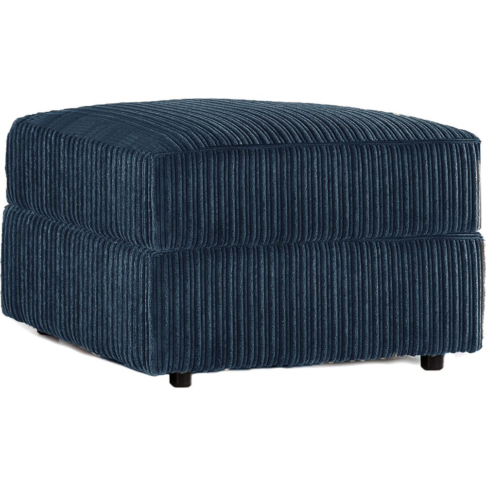 Luxor Navy Blue Jumbo Cord Footstool Image 2