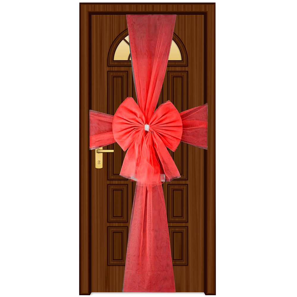 Shatchi Red Diamante Giant Bow Door Cover Image 1