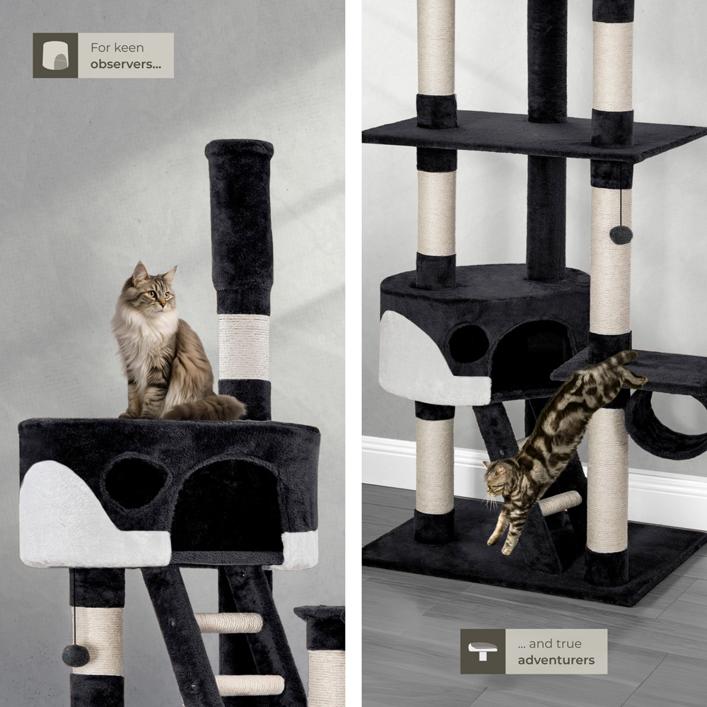 tectake Hansi Black and White Cat Tree with Scratching Posts 260cm Image 5