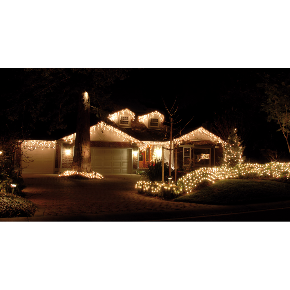 Festive 240 Warm White LED Snowing Icicle Light with 4 Way Snowfall Function 5.8m Image 2