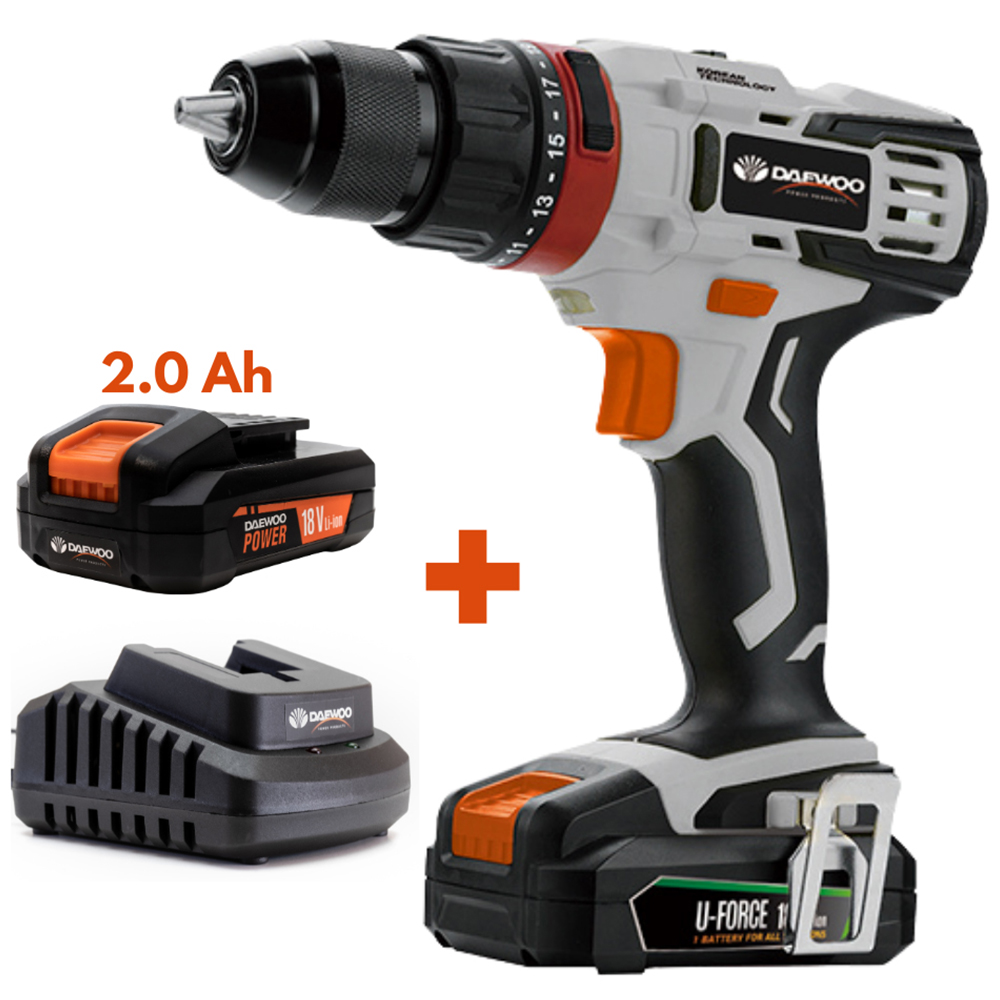 Daewoo U Force 18V 2Ah Lithium-Ion Drill Driver with Battery and Charger Image 5