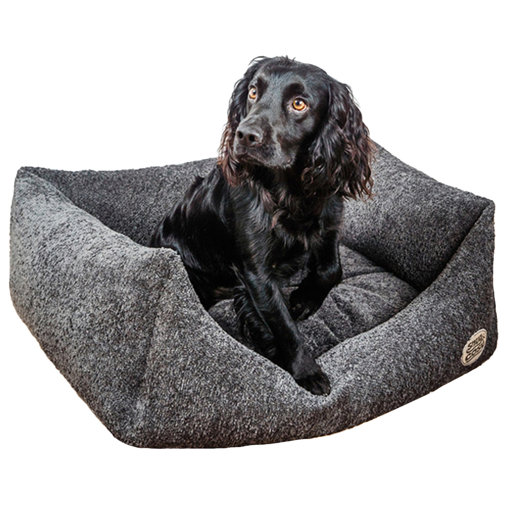 Snug and Cosy Large Teddy Boucle Charcoal Rectangle Pet Bed Image 1