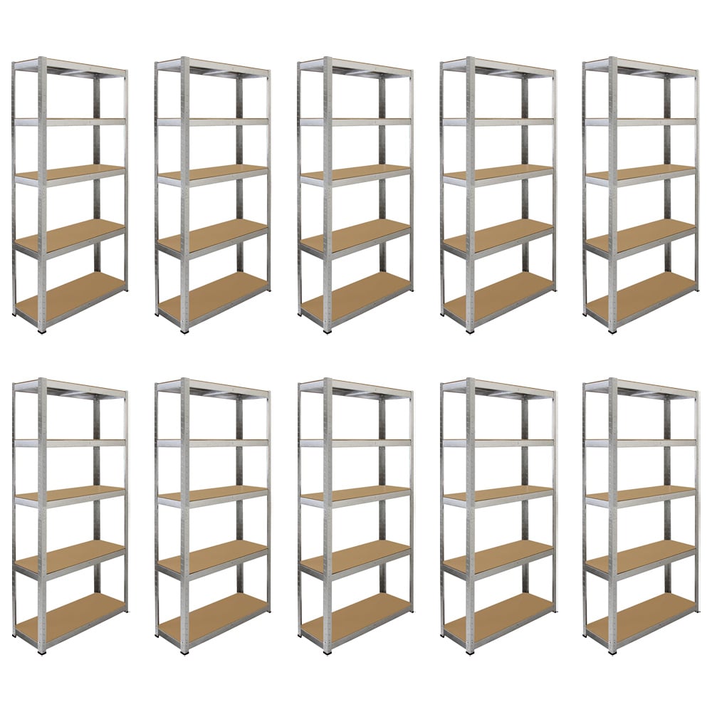 Monster Shop Galwix Galvanised Steel Shelves Racking 90cm Set of 10 Image 1