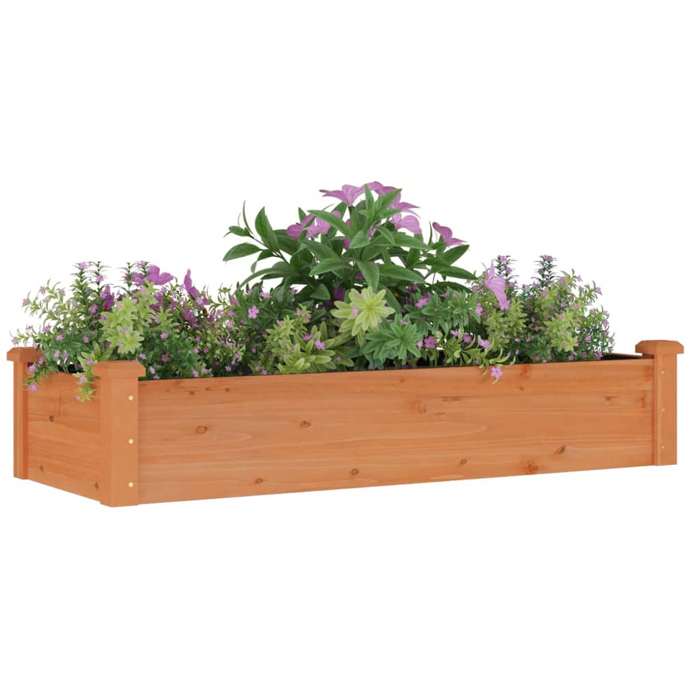 vidaXL Brown Solid Fir Wood Raised Garden Bed with Liner 25 x 120 x 45cm Image 2