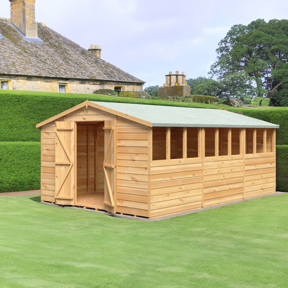 Shire 10 x 15ft Double Door Overlap Apex Wooden Shed with Window Image 6