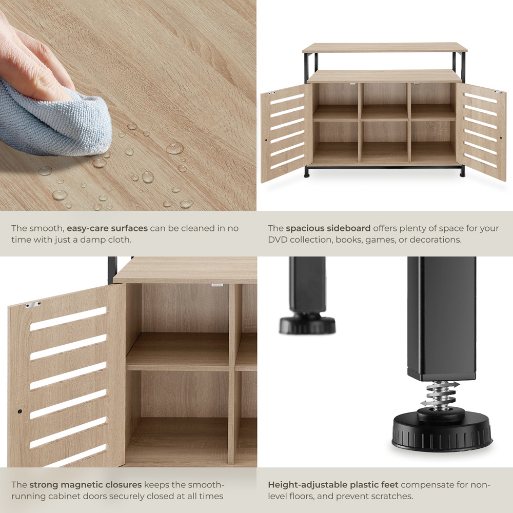 Tectake Warrington 2 Door 3 Shelf Light Sonoma Oak Sideboard Image 6