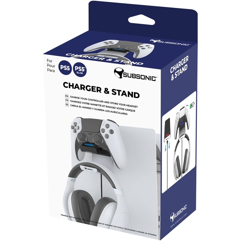 Subsonic PS5 and PS5 Slim Controller Charging Dock with Headset Holder Image 3