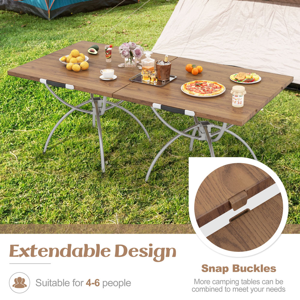 Costway Coffee Foldable and Extendable Picnic Table Image 5